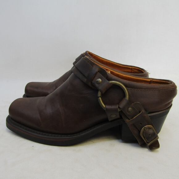FRYE Womens Size 8 M Brown Leather Harness Ankle Fashion Boots Bootie - Picture 1 of 11